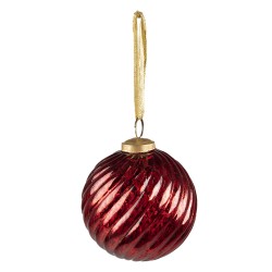 Clayre & Eef Kerstbal  Ø 9 cm Rood Glas