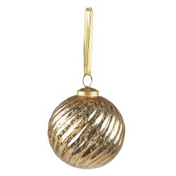 Clayre & Eef Weihnachtskugel Ø 9 cm Goldfarbig Glas