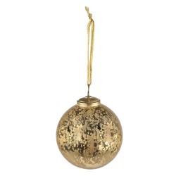 Clayre & Eef Christmas Bauble Ø 9 cm Gold colored Glass