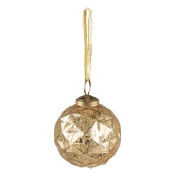 Clayre & Eef Christmas Bauble Ø 7 cm Gold colored Glass