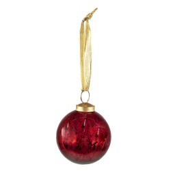 Clayre & Eef Boule de Noël Ø 9 cm Rouge Verre