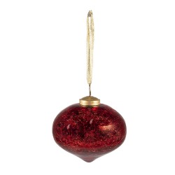 Clayre & Eef Boule de Noël Ø 9 cm Rouge Verre