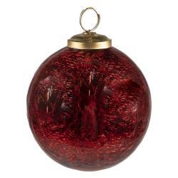 Clayre & Eef Kerstbal  Ø 9 cm Rood Glas