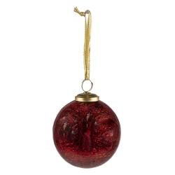 Clayre & Eef Boule de Noël Ø 9 cm Rouge Verre