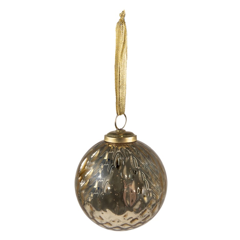 Clayre & Eef Christmas Bauble Ø 9 cm Gold colored Glass