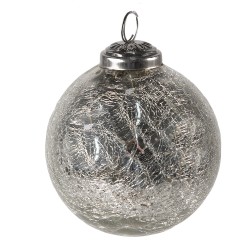 Clayre & Eef Christmas Bauble Ø 9 cm Silver colored Glass