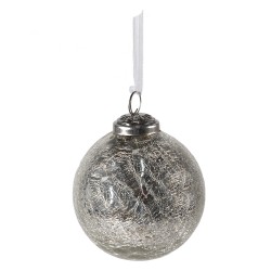 Clayre & Eef Christmas Bauble Ø 9 cm Silver colored Glass