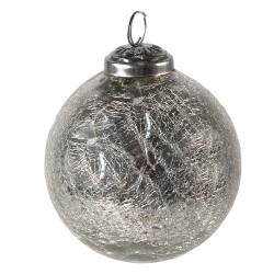 Clayre & Eef Kerstbal  Ø 7 cm Zilverkleurig Glas