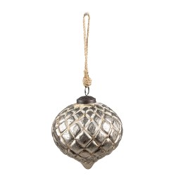 Clayre & Eef Christmas Bauble 7x7x7 cm Beige Glass