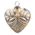 Clayre & Eef Palla di natale 9x4x10 cm Grigio Vetro A forma di cuore