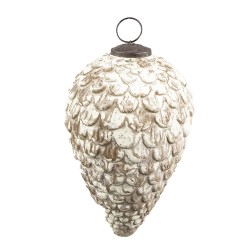 Clayre & Eef Christmas Bauble 12x12x20 cm Beige Brown Glass