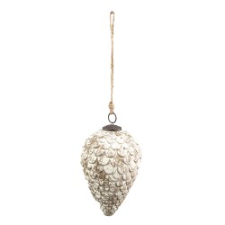 Clayre & Eef Christmas Bauble 12x12x20 cm Beige Brown Glass