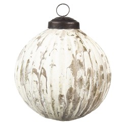 Clayre & Eef Kerstbal  Ø 8 cm Beige Bruin Glas Rond