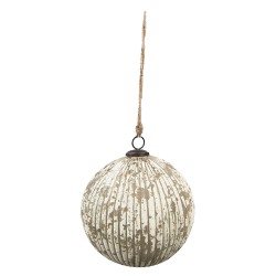 Clayre & Eef Christmas Bauble Ø 20 cm Beige Glass Round