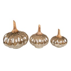 Clayre & Eef Decoration Pumpkin 15 cm Brown Green Glass