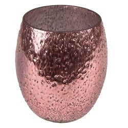 Clayre & Eef Porte-bougie Ø 8x9 cm Rose Verre