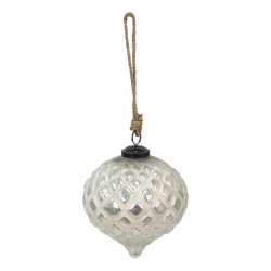 Clayre & Eef Christmas Bauble Ø 12 cm Silver colored Glass