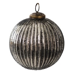 Clayre & Eef Weihnachtskugel Ø 10 cm Schwarz Silberfarbig Glas Rund