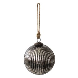 Clayre & Eef Boule de Noël Ø 12 cm Noir Couleur argent Verre