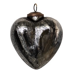 Clayre & Eef Palla di natale 11x5x12 cm Nero Vetro A forma di cuore