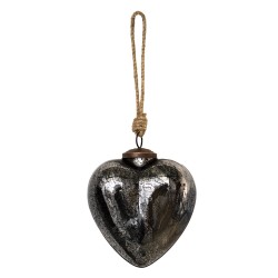 Clayre & Eef Christmas Bauble 11x5x12 cm Black Glass Heart-Shaped