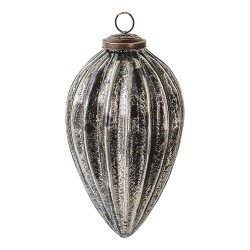 Clayre & Eef Christmas Bauble Ø 9 cm Black Silver colored Glass