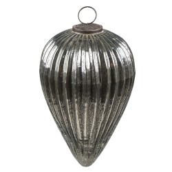 Clayre & Eef Christmas Bauble XL Ø 16x25 cm Silver colored Glass