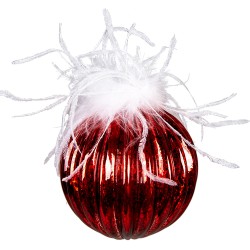 Clayre & Eef Boule de Noël set de 4 Ø 10 cm Rouge Blanc Verre