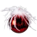 Clayre & Eef Christmas Bauble Set of 4 Ø 10 cm Red White Glass