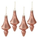 Clayre & Eef Palla di natale set di 4 Ø 6 cm Rosa Vetro