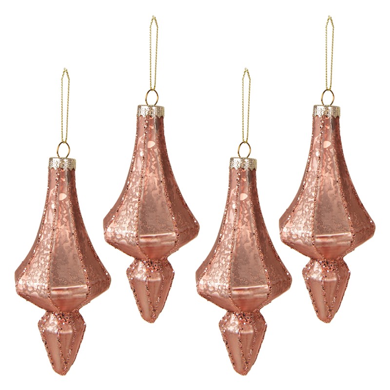 Clayre & Eef Palla di natale set di 4 Ø 6 cm Rosa Vetro