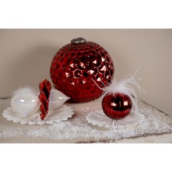 Clayre & Eef Palla di natale set di 4 Ø 8 cm Bianco Vetro