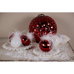 Clayre & Eef Christmas Bauble Set of 4 Ø 8 cm White Glass