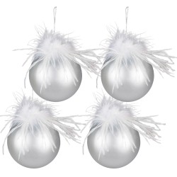 Clayre & Eef Palla di natale Ø 10 cm Color argento Bianco Vetro