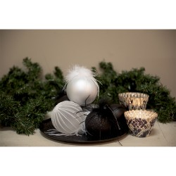 Clayre & Eef Christmas Bauble Ø 10 cm Silver colored White Glass