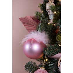 Clayre & Eef Weihnachtskugel 4er Set Ø 10 cm Rosa Glas