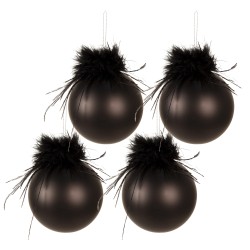 Clayre & Eef Weihnachtskugel 4er Set Ø 8 cm Schwarz Glas