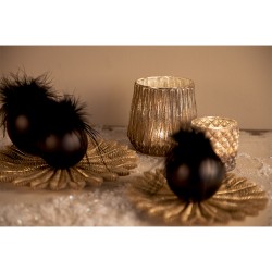 Clayre & Eef Christmas Bauble Set of 4 Ø 8 cm Black Glass