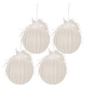 Clayre & Eef Palla di natale set di 4 Ø 10 cm Bianco Vetro