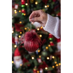 Clayre & Eef Christmas Bauble Set of 4 Ø 8 cm Red Glass