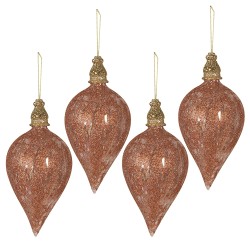 Clayre & Eef Weihnachtskugel 4er Set Ø 8 cm Rosa Glas