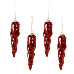 Clayre & Eef Kerstbal Set van 4  Ø 4 cm Rood Glas