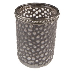 Clayre & Eef Porte-bougie Ø 6x7 cm Gris Verre Métal