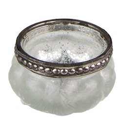 Clayre & Eef Porte-bougie Ø 5x3 cm Blanc Verre Métal