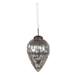 Clayre & Eef Christmas Bauble Ø 6 cm Silver colored Glass