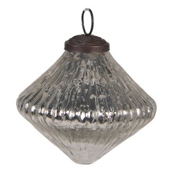 Clayre & Eef Christmas Bauble Ø 6 cm Silver colored Glass