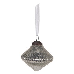 Clayre & Eef Christmas Bauble Ø 6 cm Silver colored Glass