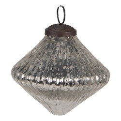 Clayre & Eef Christmas Bauble Ø 9 cm Silver colored Glass