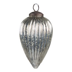 Clayre & Eef Christmas Bauble Ø 6 cm Silver colored Glass