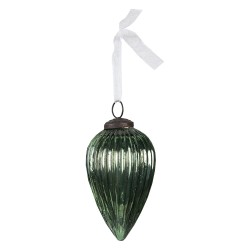 Clayre & Eef Christmas Bauble Ø 6 cm Green Glass